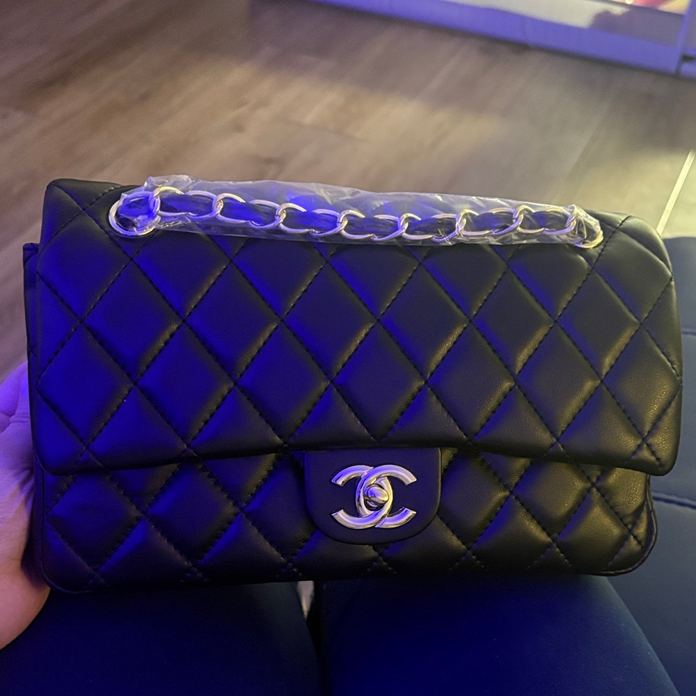 PurseN Black Quilted Shoulder Bag with gold Chain